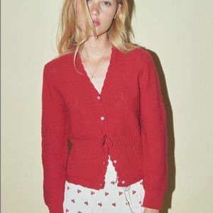 Rouje Emile Red Cardigan Sweater Like New 40